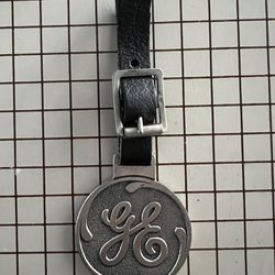 GE Pocket Watch Medal Leather Strap Keychain  