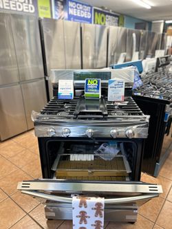 New Samsung 5 Burner Gas Stove with Air Fry Stainless Steel