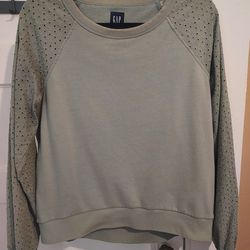 Tall Small GAP Olive Green Eyelet Sleeve Sweatshirt