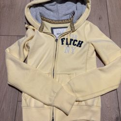 Light Yellow Abercrombie And Fitch Vintage XS Hoodie/Jacket