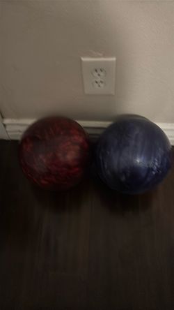 Two Bowling Balls Red and Blue
