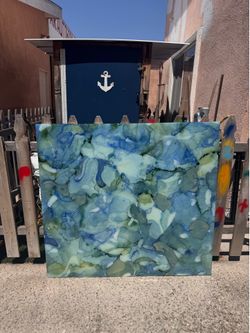 Beautiful Large Acrylic Art frame - Wood Bracket 43” x 46”