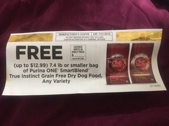 Free 13 dollar dog food coupon