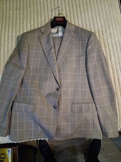 Tallia Men's Gray Windowpane Plaid Blazer