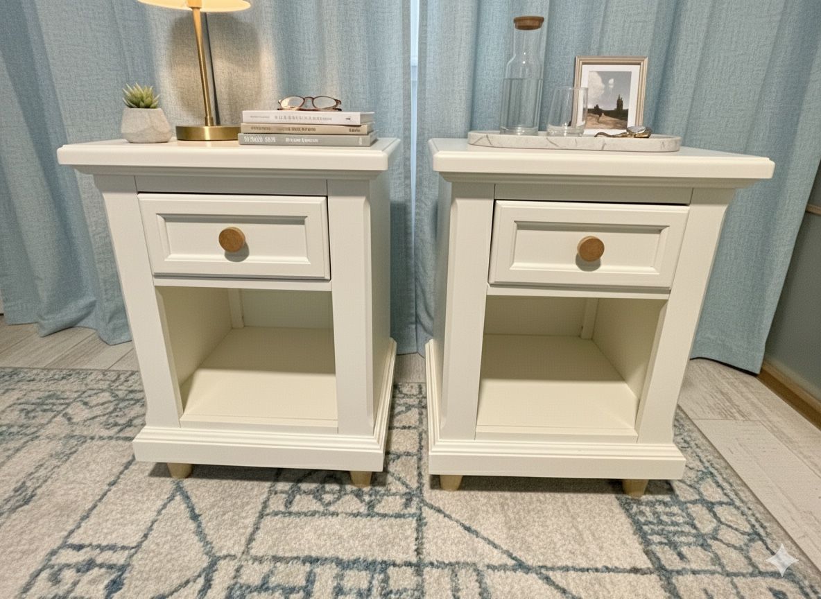 Pair Of Ivory Cream Nightstands