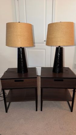 Double Nightstand with Lamp Set