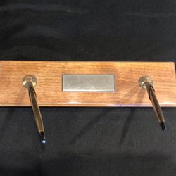 Cross Pen And Pencil Set On Wood Weighted Base