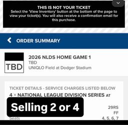 Braves  vs  Dodgers Game 1 Saturday 10/3/26 1pm