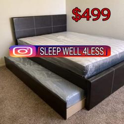 NEW BED FRAME FULL OVER TWIN COMES IN BOX MATTRESSES INCLUDED SAME DAY DELIVER OR PICK UP 