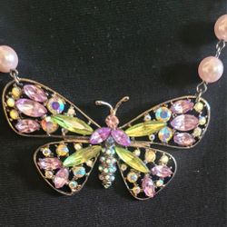 Beautiful Pearlescent Beaded multi- colored Rhinestone Butterfly.
Fine Jewelry