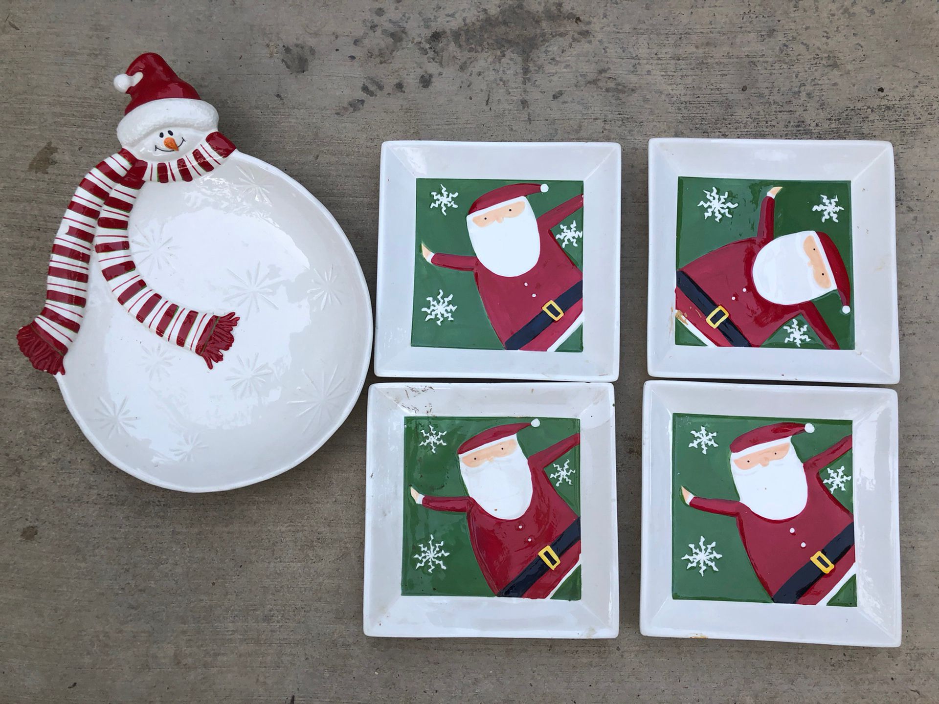 Snowman And Santa Plates