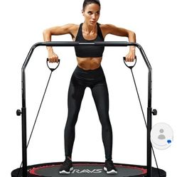 RAVS Mini Trampoline for Kids Adults 48" Foldable Fitness Rebounder
