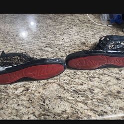 Christian Louboutin LOU SPIKES FLAT PAT/Size 12.5 High Top Sneakers Black/Gold