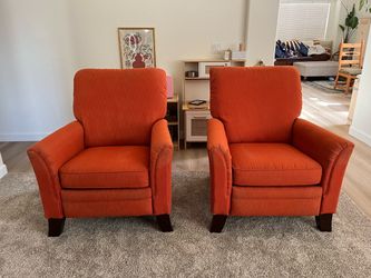 Matching Pair of La-Z-Boy Recliners – Burnt Orange / Rust – Excellent Condition