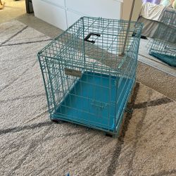 small baby blue dog crate 