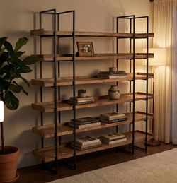 Industrial Wood and Metal Bookshelf