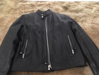 Leather motorcycle black jacket