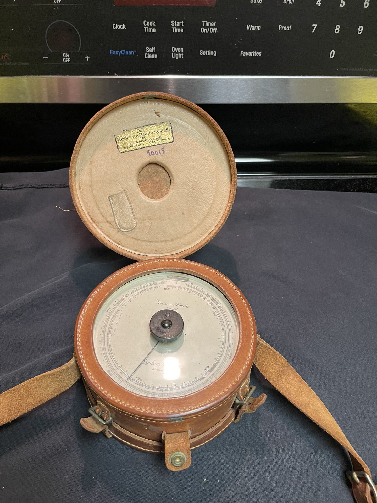 Vintage Paulin System Surveying Precision Altimeter With Original Leather Case Made In Stockholm, Sweden