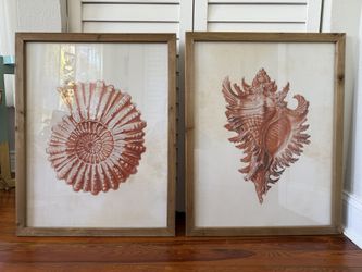 Vintage-Style Red Coastal Shell Art - Set
