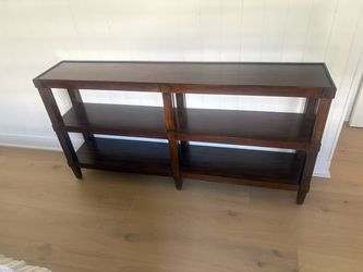 Dark Wood Console Table with Shelves