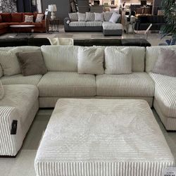Ashley Lindyn Corduroy Fabric Modular Sectional Couch Set 🌟 Color Options 👉 PLEASE ASK FOR JON GREEN WHEN YOU ARRIVE!