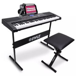 Pyle PKBRD6139BT 61 Keys Bluetooth Electronic Piano Keyboard with Accessories