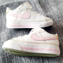 Nike Baby Athletic Sneakers White Pink Low Top Hook & Loop US 4C DA5382-115