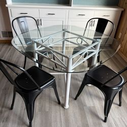 Kitchen Table 4 Chairs Black Glass 