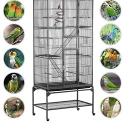 Extra Large Parrots Birds Flight Home Cage With Removable Rolling Stand 