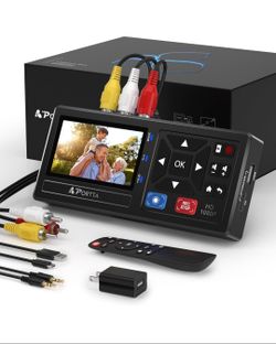 Portta VHS to Digital Converter, Video to Digital Recorder with Remote, Compatible with VHS, VCR, DVR, DVD, Hi8, Mini DV Players, Camcorder, Gaming Co