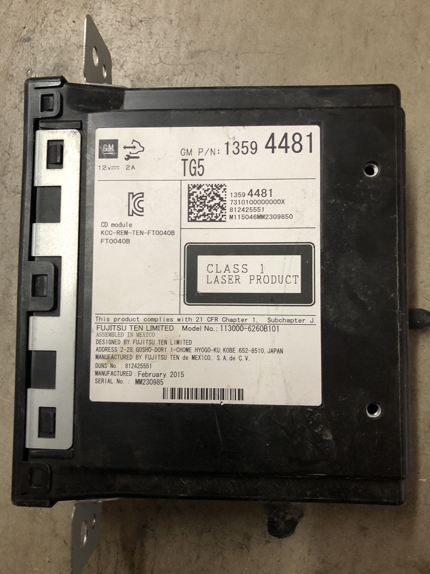 2015-2017 SILVERADO/SIERRA/ESCALADE/LACROSSE CD DISC PLAYER (13594481)