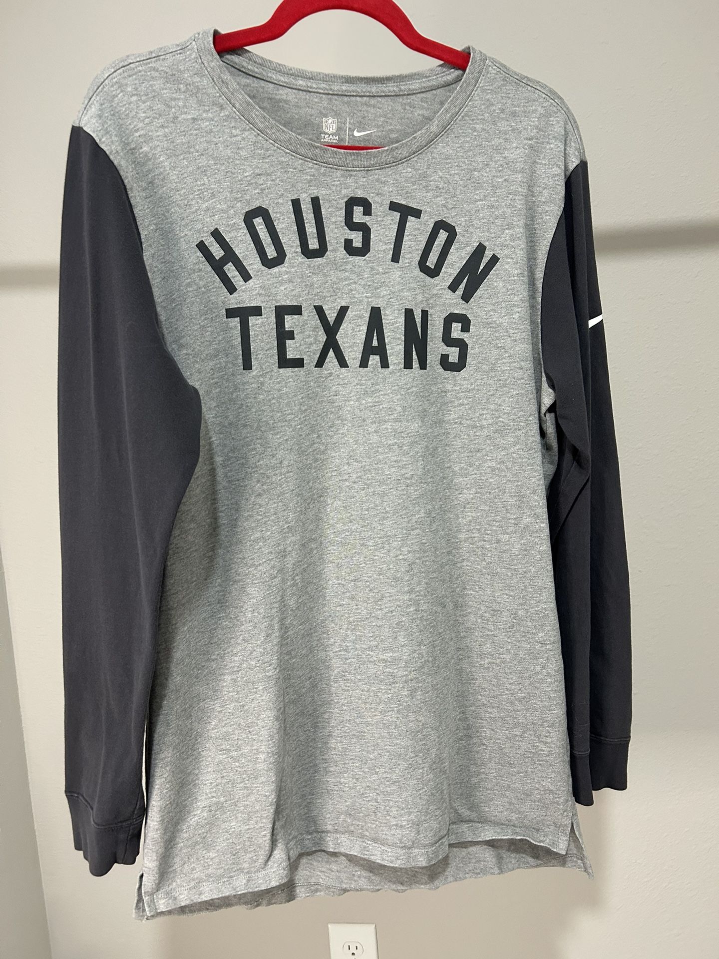 Nike Gray and Navy Blue Houston Texans Long Sleeve Shirt