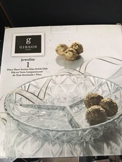 New three section glass dish