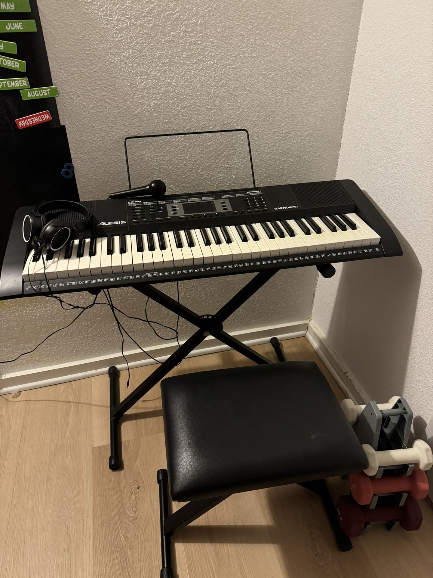 Alesis Melody 61 Key Keyboard Piano for Beginners with Speakers, Stand, Bench, Headphones, Microphone, Sheet Music Stand