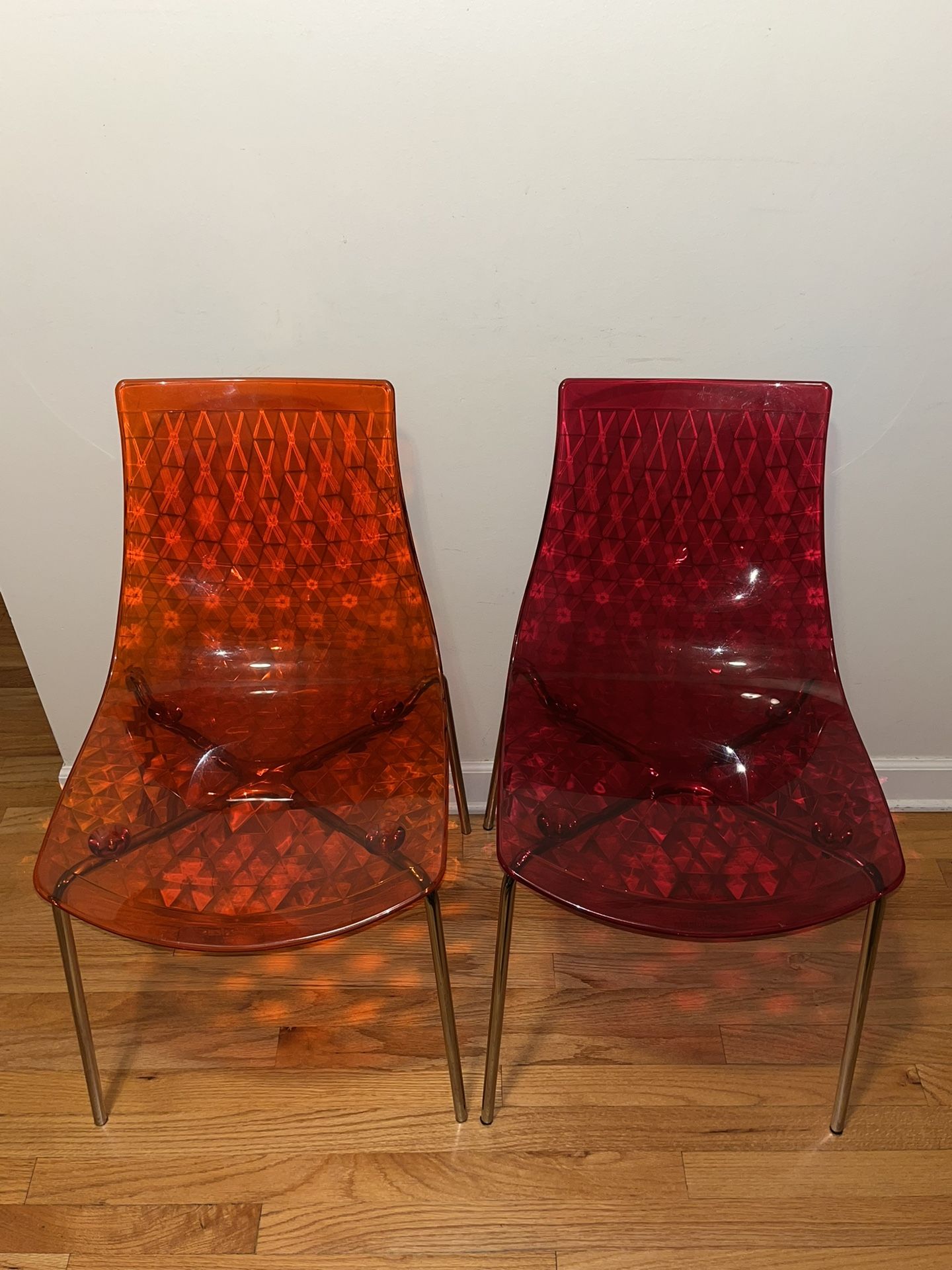 (2) Calligaris Ice Dining Chairs (Orange & Red Cherry)