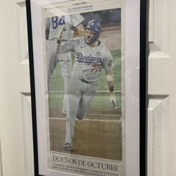 Framed Dodgers Newspaper 