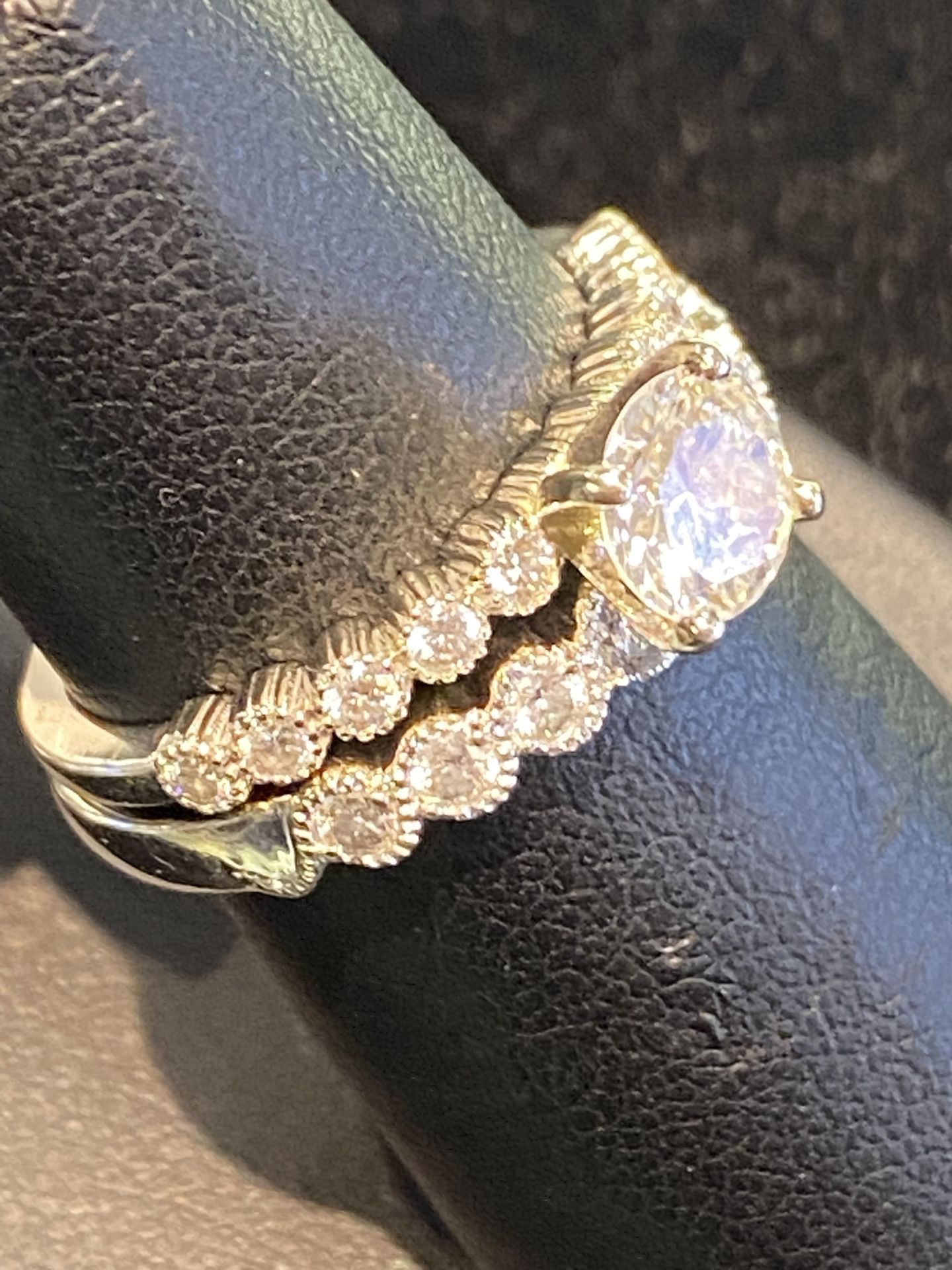1cttw Center Stone 14kt Wed Ring Set