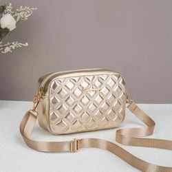 New! Gold Quilted Crossbody Bag