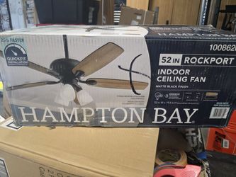 Hampton Bay
Rockport II 52 in. Indoor Matte Black LED Ceiling Fan with Light kit, Downrod and Reversible Blades Included