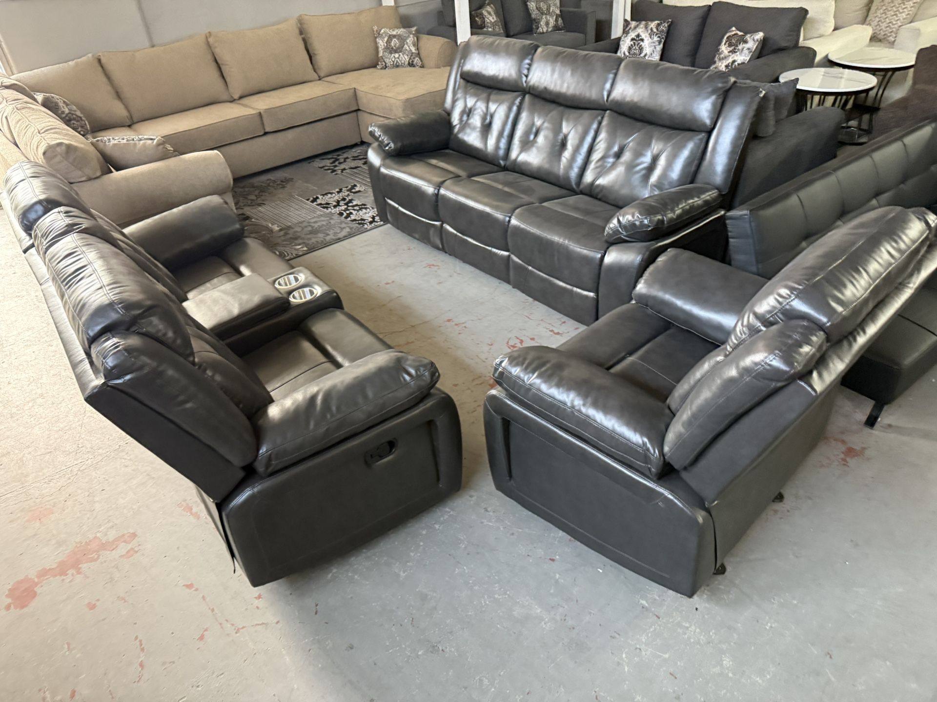 3 Piece Leather Recliner Set
