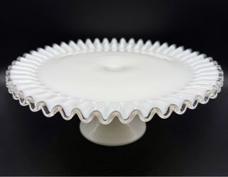 Fenton Silver Crest Milk Glass Pedestal Cake Plate