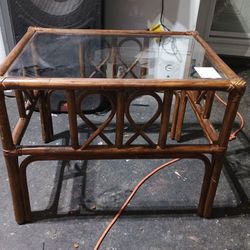 Bamboo Glass Top Table