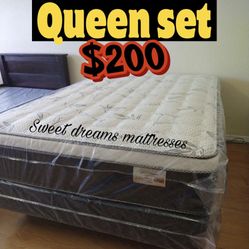 Queen Size Euro Pillow Top Mattress Set‼️