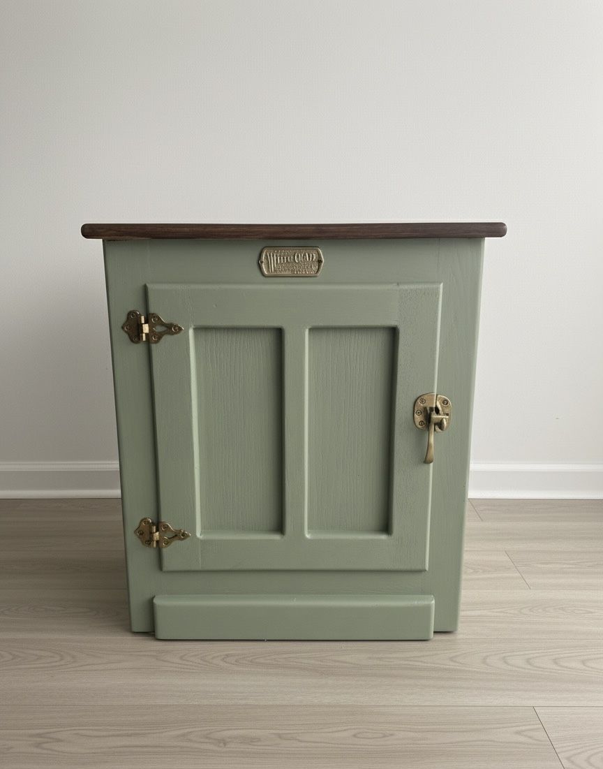 Antique Icebox End Table / Storage Cabinet