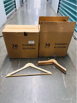 60x BRAND NEW Quality Natural Wood Suit Hangers