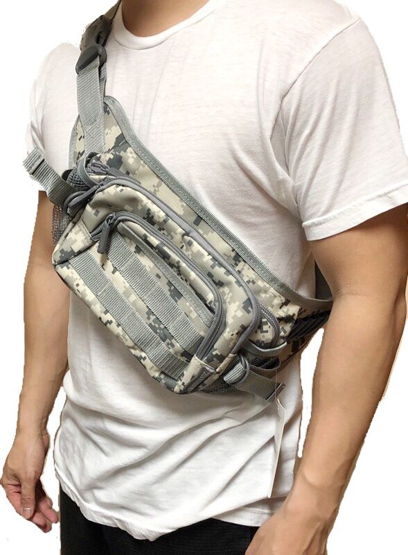 NEW! Snow Gray Camouflage Shoulder Bag / Waist Pack not supreme fanny pack cross body bag travel bag camping hiking day pack side bag sling pouch