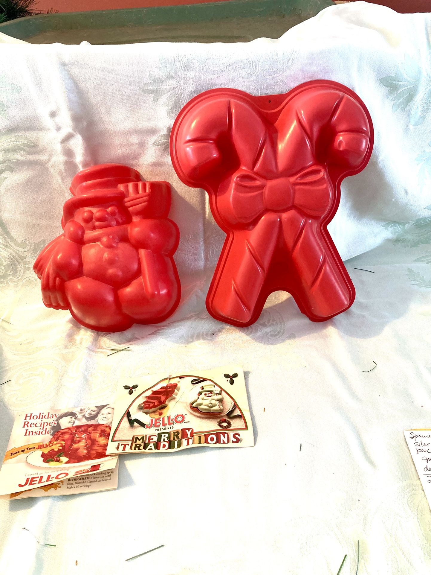 Vintage Christmas Candy Canes And Snowman Jell-o Molds