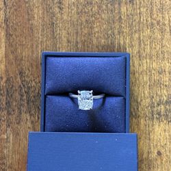 14K WG Modified Cushion Cut VS1 3.06 Carat LG Diamond Engagement Ring