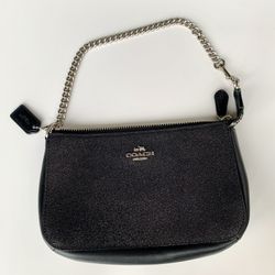 Rare Find, Like New COACH Black Glitter and Silver Chain Shoulder Bag