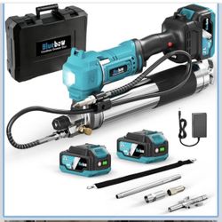Elertric Grease Gun Kit, Max 12,000 PSI High Pressure, 5.3 oz/min Heavy-Duty Cordless Grease Gun Battery Powered with Variable Speed Trigger, 2x 4.0Ah